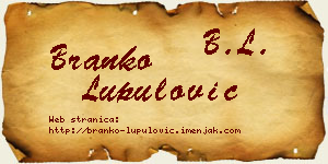 Branko Lupulović vizit kartica
